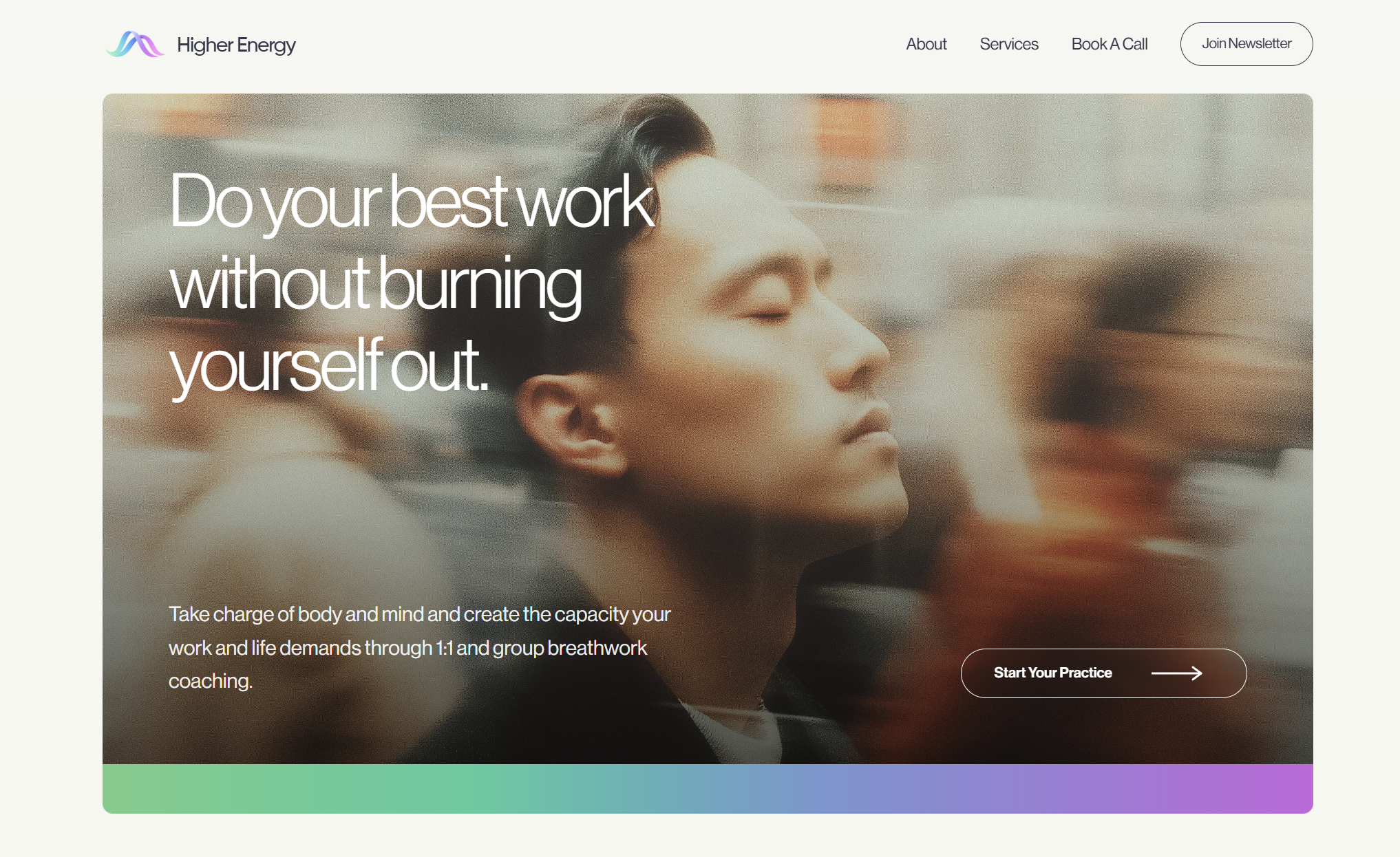 Screenshot of the Higher Energy website